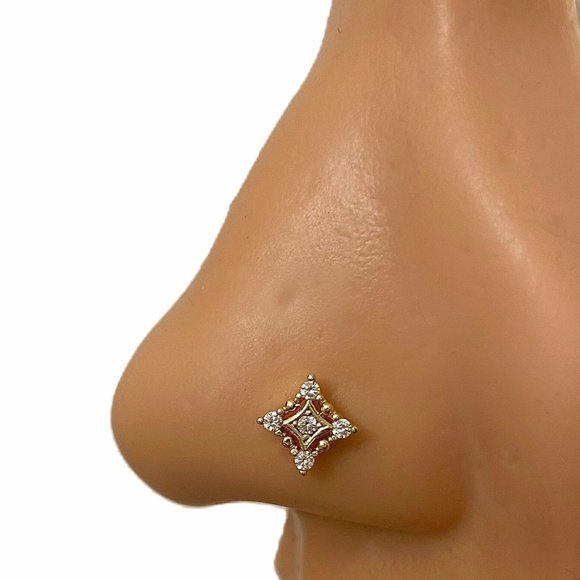 Twinkle Star Nose Stud Made Of Surgical Steel With Cubic Zirconia Stones - Picture 1 of 1